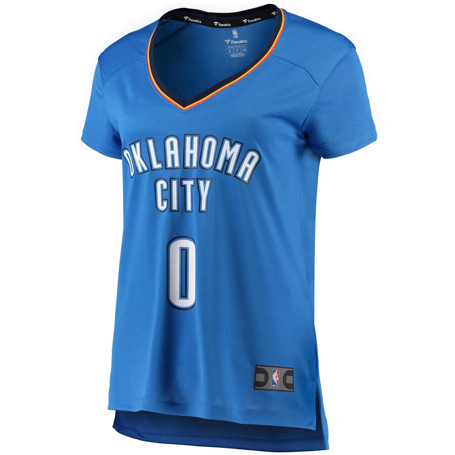 Alternative view of Russell Westbrook Oklahoma City Thunder Fanatics Branded Women's Fast Break Iconic Edition Jersey - Blue