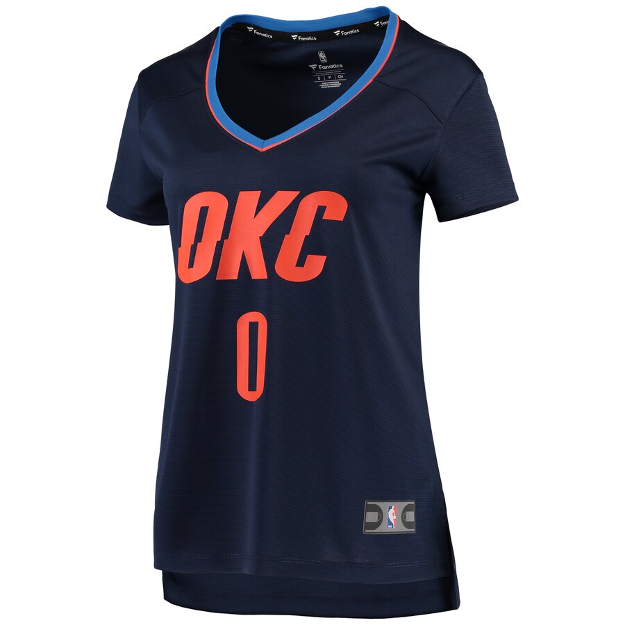 Alternative view of Russell Westbrook Oklahoma City Thunder Fanatics Branded Women's Fast Break Replica Statement Edition Jersey - Navy