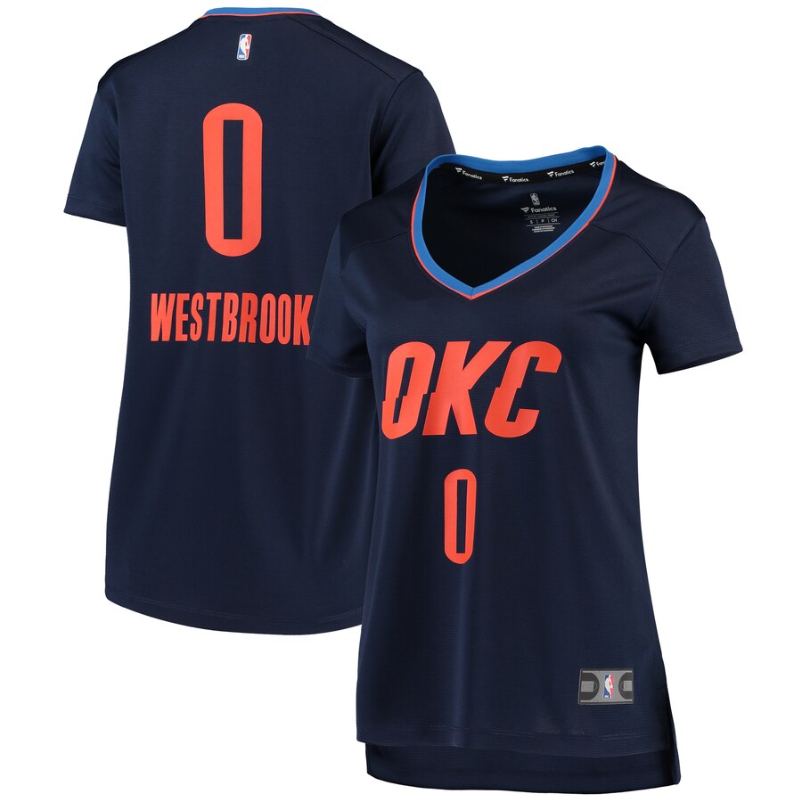 Russell Westbrook Oklahoma City Thunder Fanatics Branded Women's Fast Break Replica Statement Edition Jersey - Navy