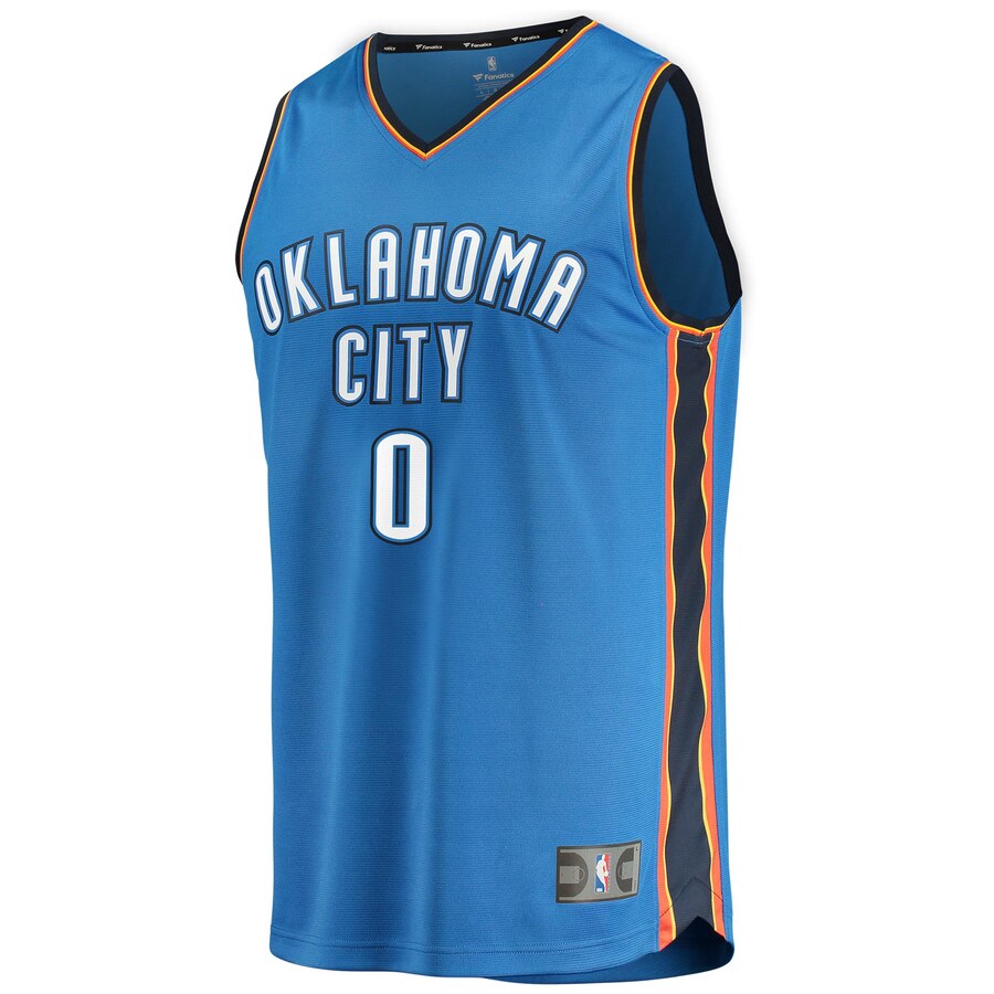 Alternative view of Russell Westbrook Oklahoma City Thunder Fanatics Branded Youth Fast Break Replica Jersey Blue - Icon Edition