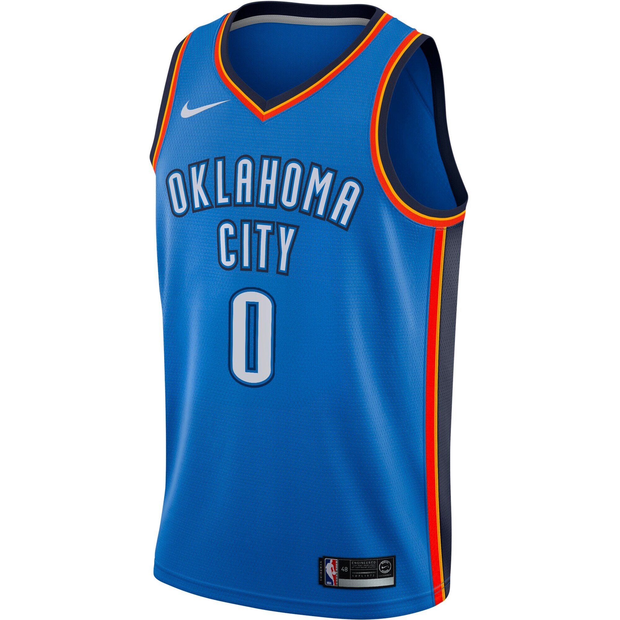 Alternative view of Russell Westbrook Oklahoma City Thunder Swingman Player Jersey - Icon Edition - Blue