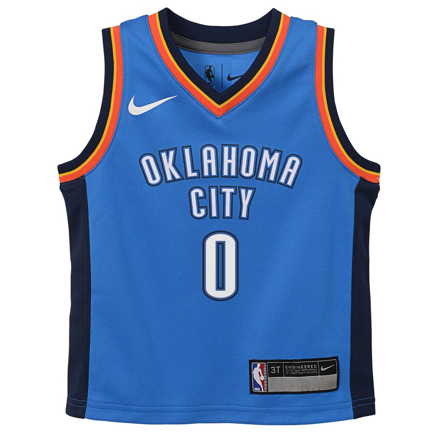 Alternative view of Russell Westbrook Oklahoma City Thunder Toddler Replica Jersey Blue - Icon Edition