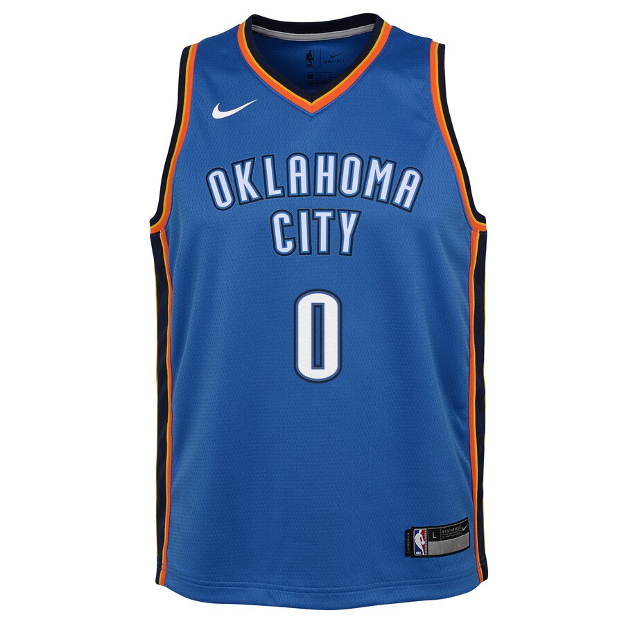 Alternative view of Russell Westbrook Oklahoma City Thunder Youth Swingman Jersey Blue - Icon Edition
