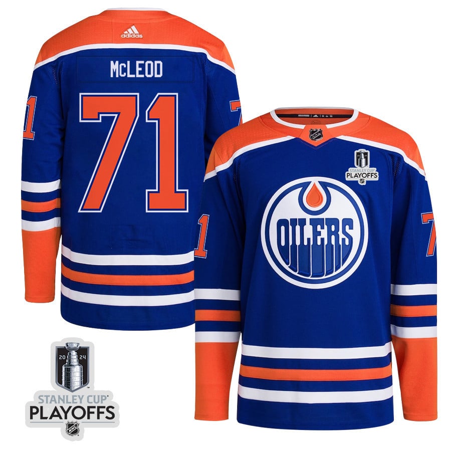 Ryan McLeod 71 Edmonton Oilers 2024 NHL Playoffs Patch Home Jersey - Men - JS145 