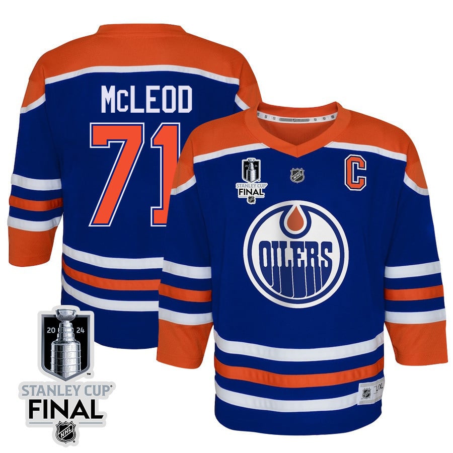 Ryan McLeod 71 Edmonton Oilers 2024 STANLEY CUP Final Youth Home Jersey - Royal - JS456 