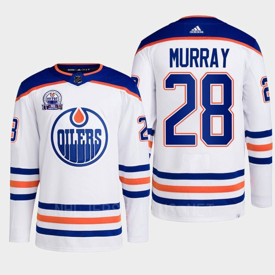 Ryan Murray 28 Edmonton Oilers White Jersey 2022 Lee Ryan Hall Of Fame Patch Away - JS884 