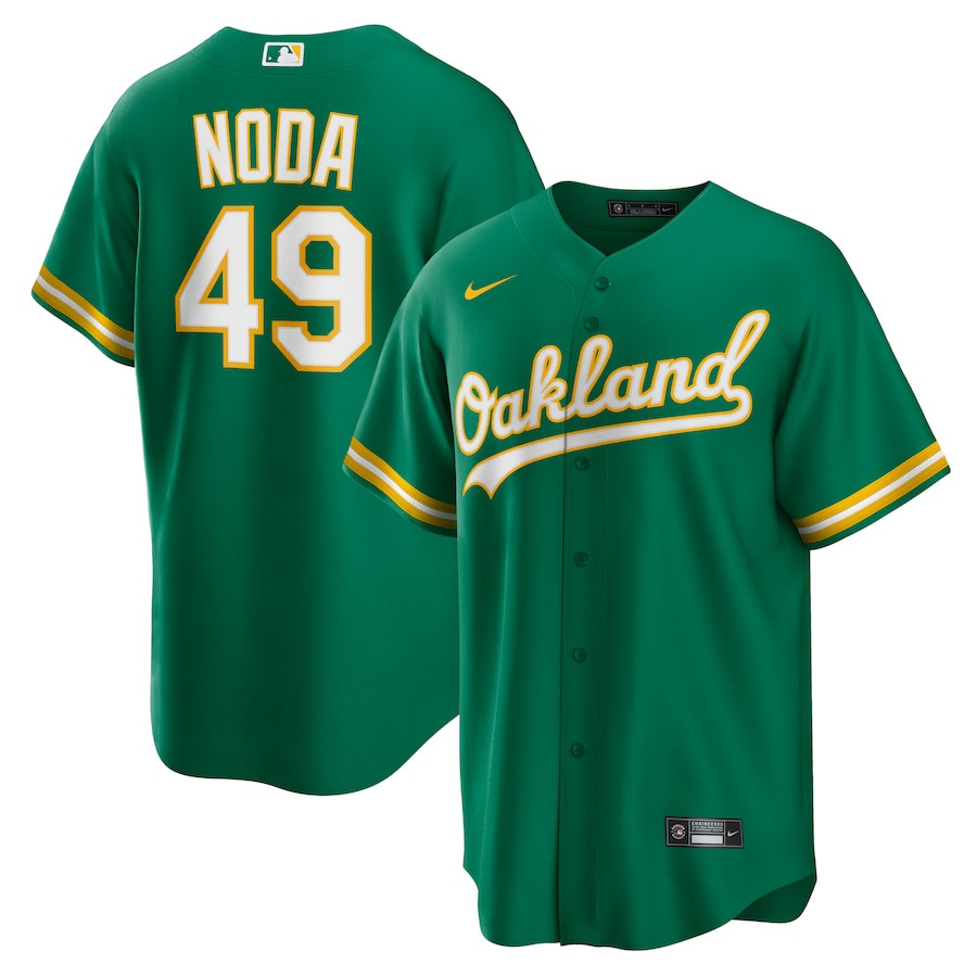 Ryan Noda 49 Oakland Athletics Alternate Team Men Jersey - Kelly Green 