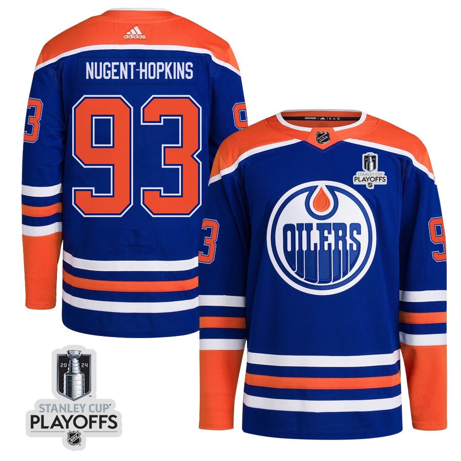 Ryan Nugent-Hopkins 93 Edmonton Oilers 2024 NHL Playoffs Patch Home Jersey - Men - JS602 