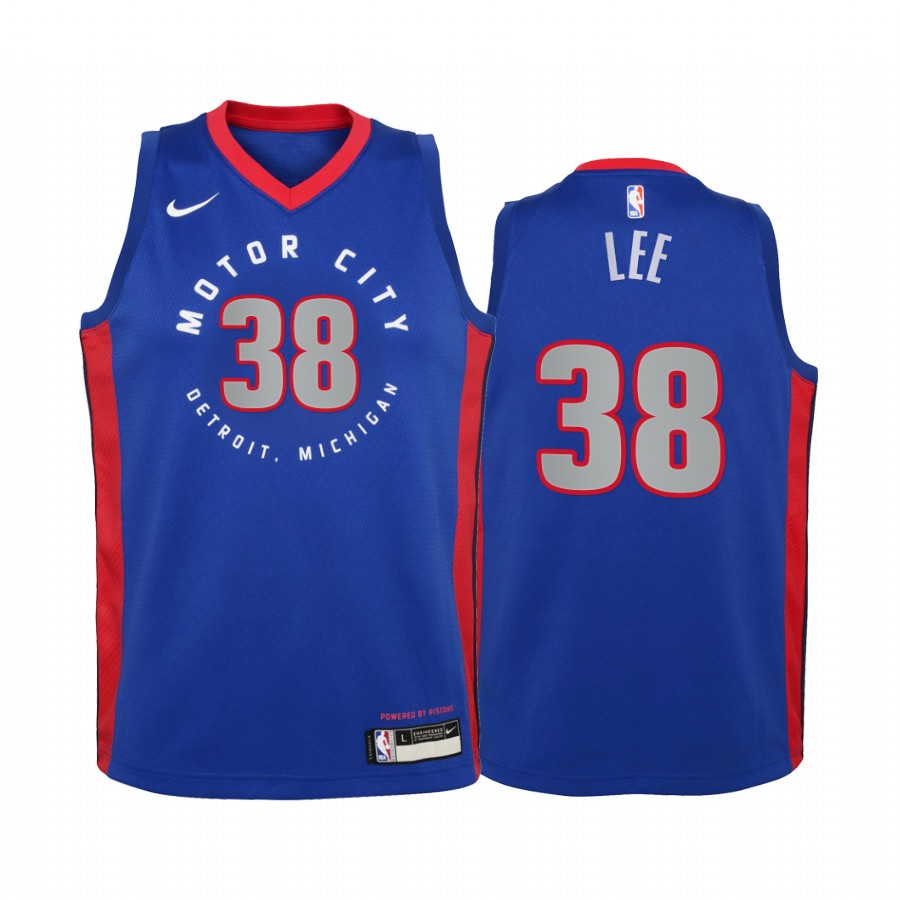 Saben Lee Detroit Pistons 2020-21 City Blue Youth Jersey - New Uniform