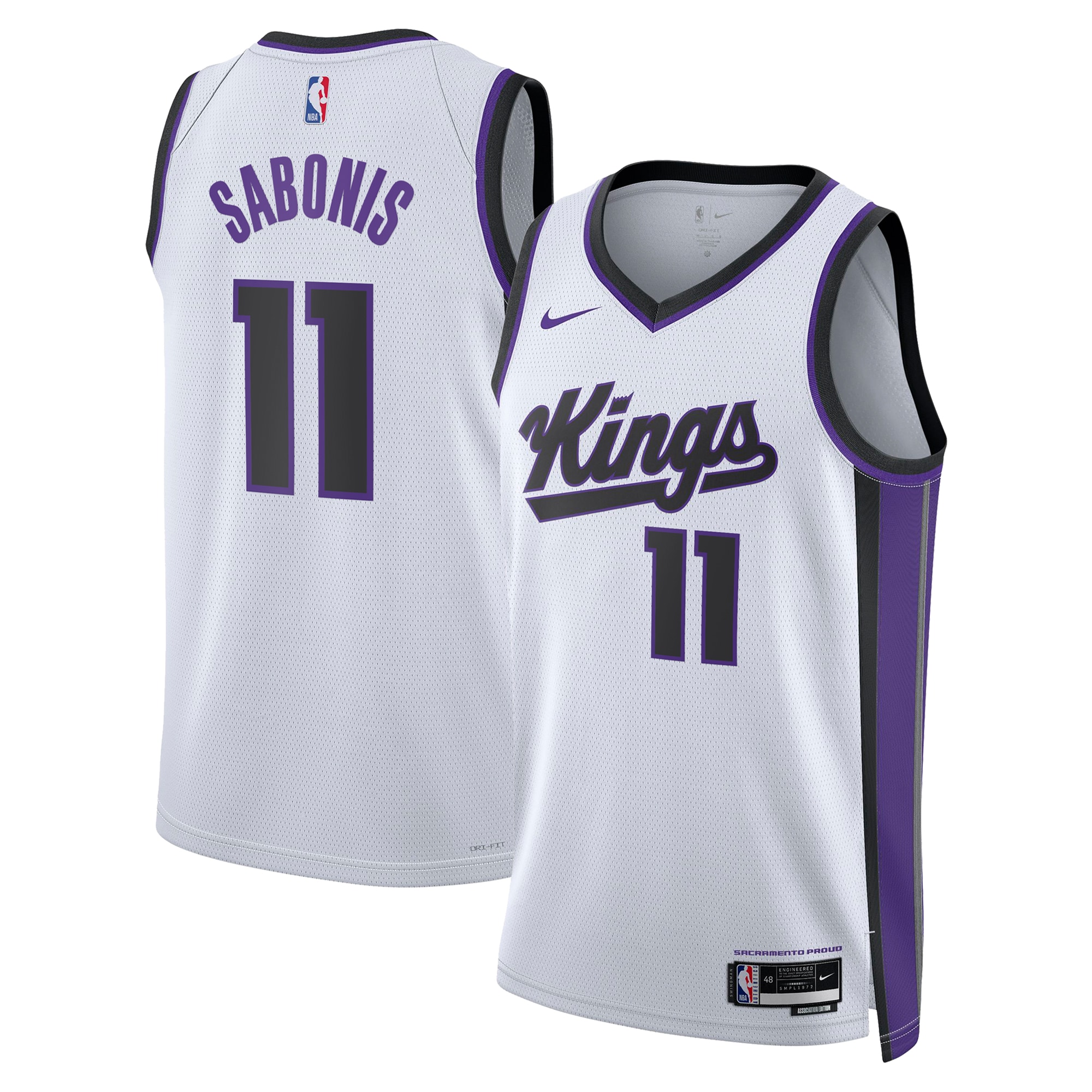 Sacramento Kings Association Edition Swingman Jersey - White - Domantas Sabonis - Unisex - JS814 
