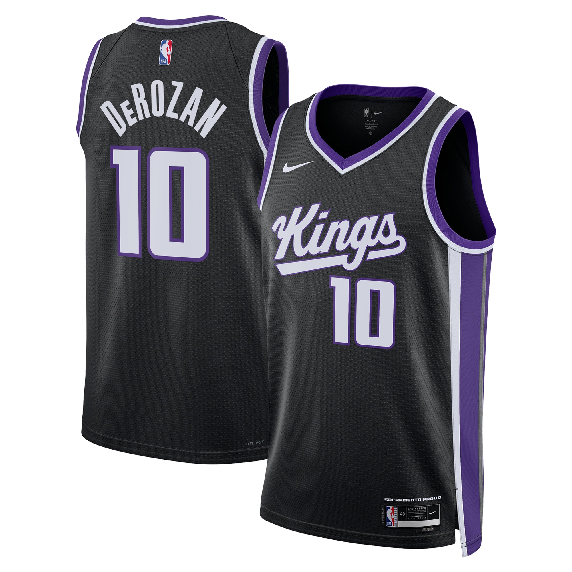 Sacramento Kings Icon Edition Swingman Jersey - Black - DeMar DeRozan - Unisex - JS462 