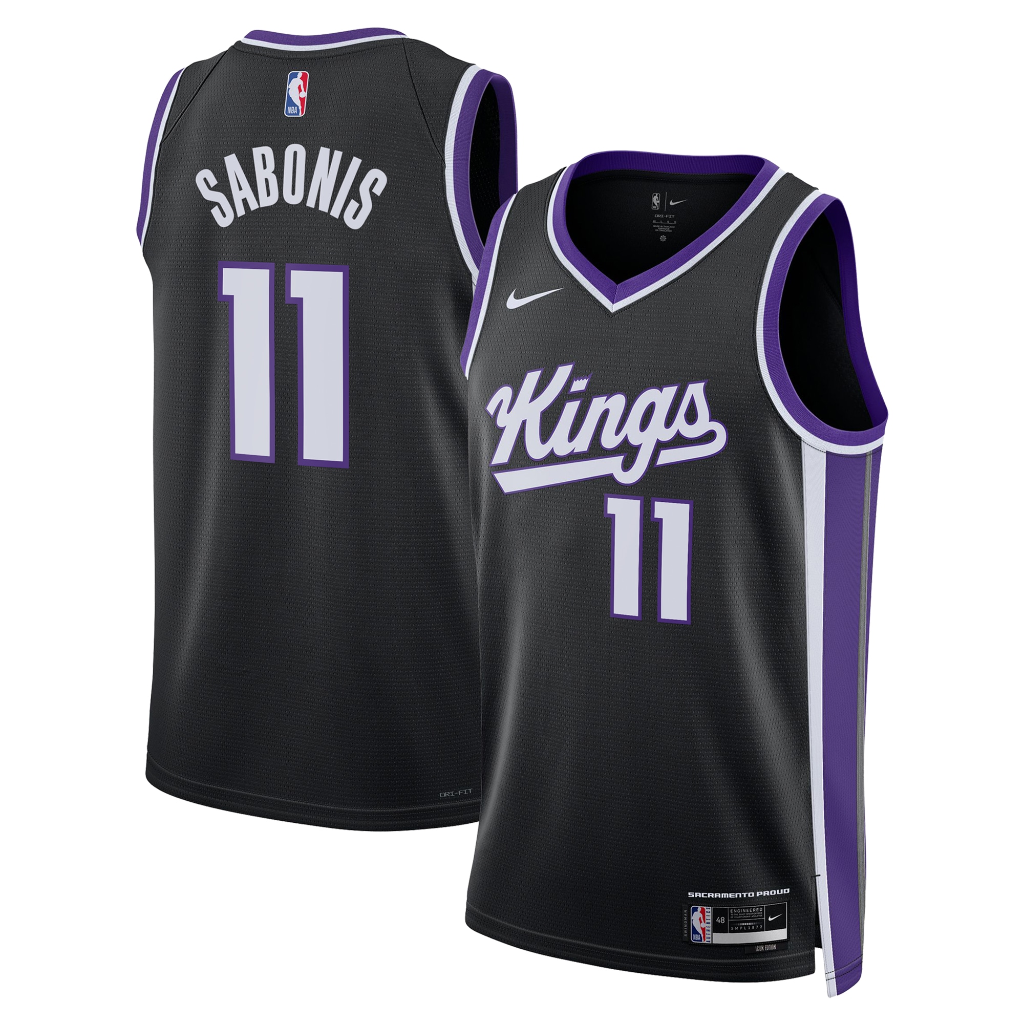 Sacramento Kings Icon Edition Swingman Jersey - Black - Domantas Sabonis - Unisex - JS165 