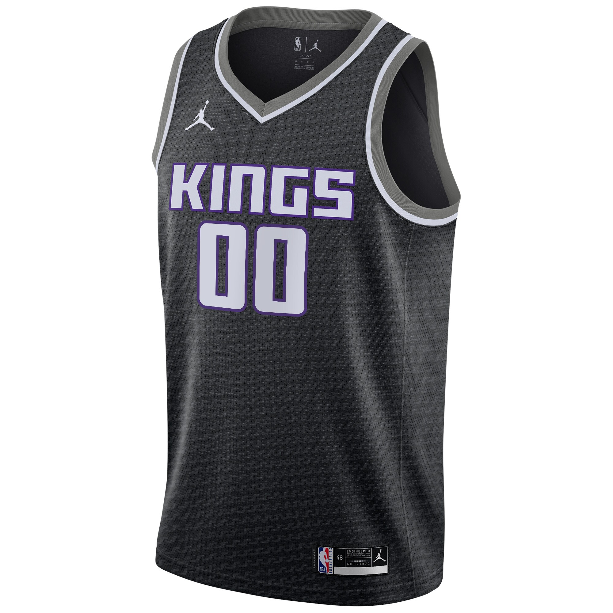 Alternative view of Sacramento Kings Jordan Brand Swingman Custom Jersey - Statement Edition - Black
