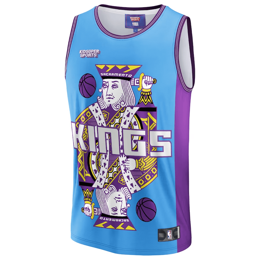 Alternative view of Sacramento Kings NBA & KidSuper Studios Unisex Hometown Jersey - Blue - JS134 
