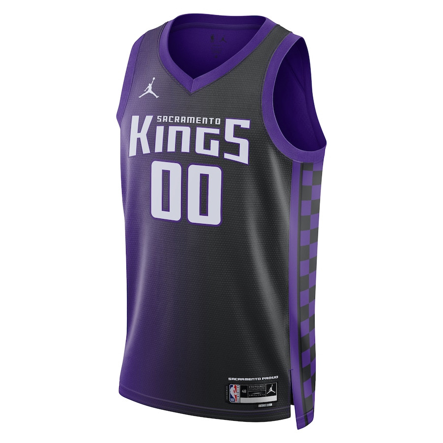 Alternative view of Sacramento Kings Statement Swingman Custom Jersey - Black/Purple - JS903 