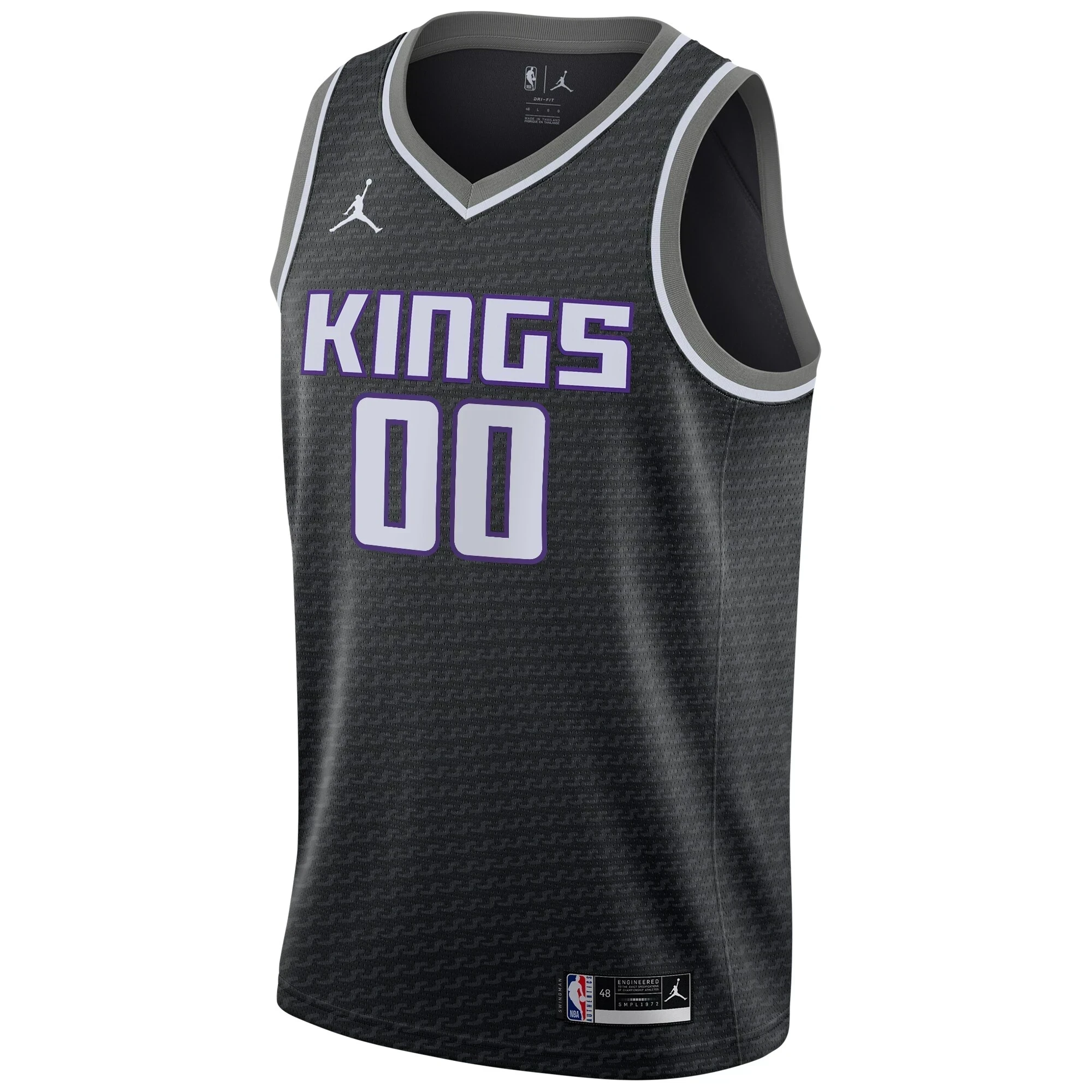 Alternative view of Sacramento Kings Swingman Custom Jersey - Statement Edition - Black - JS480 