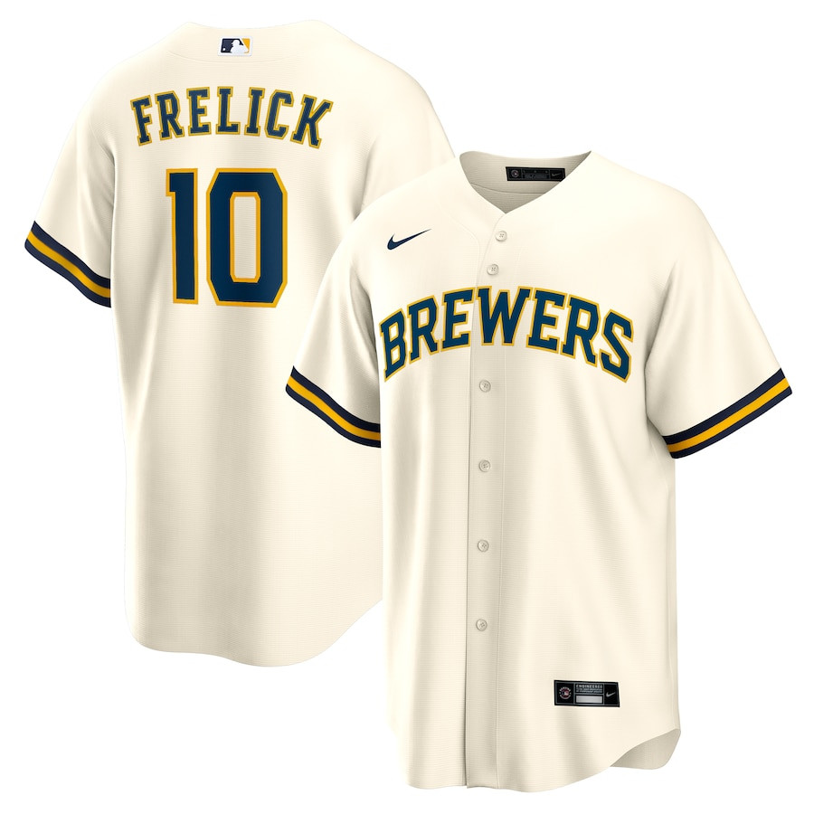 Sal Frelick 10 Milwaukee Brewers Home Men Jersey - Cream 