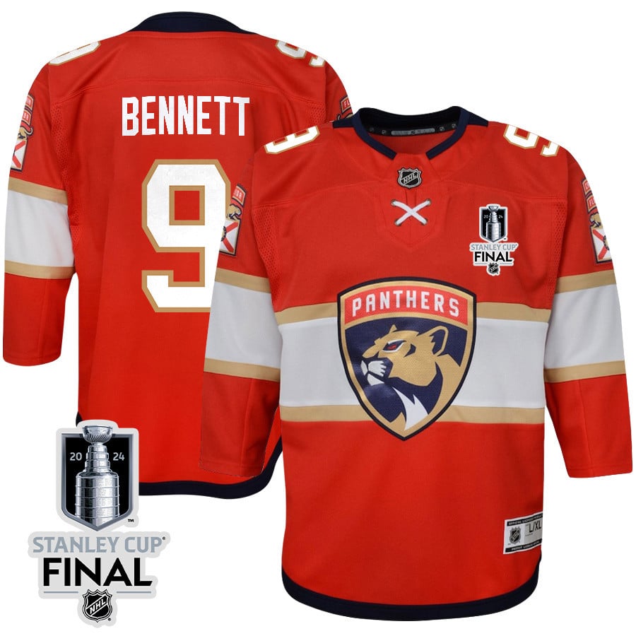 Alternative view of Sam Bennett 9 Florida Panthers 2024 STANLEY CUP Final Youth Home Breakaway Jersey - Red - JS309 