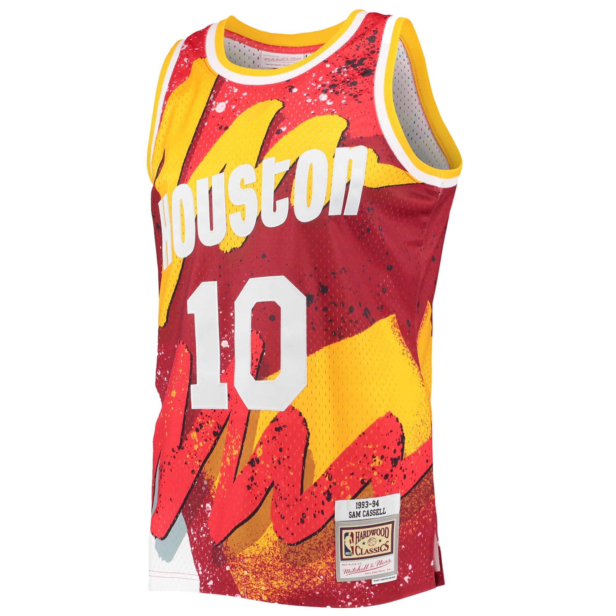 Alternative view of Sam Cassell Houston Rockets Mitchell & Ness Hardwood Classics 1993/94 Hyper Hoops Swingman Jersey - Red