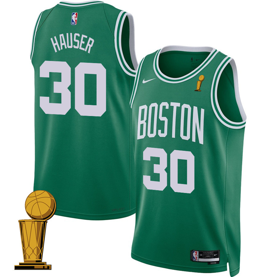 Sam Hauser 30 Boston Celtics 2024 FINALS CHAMPIONS Jersey - Icon Edition - Kelly Green - JS674