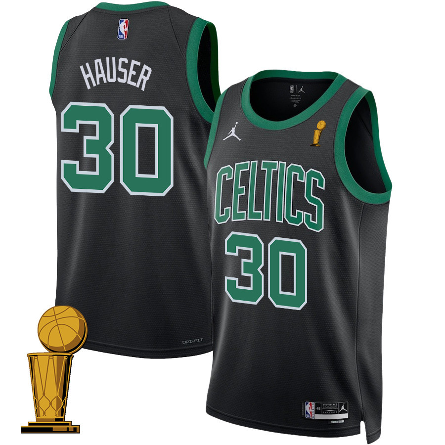 Sam Hauser 30 Boston Celtics 2024 FINALS CHAMPIONS Swingman Jersey - Statement Edition - Black - JS133