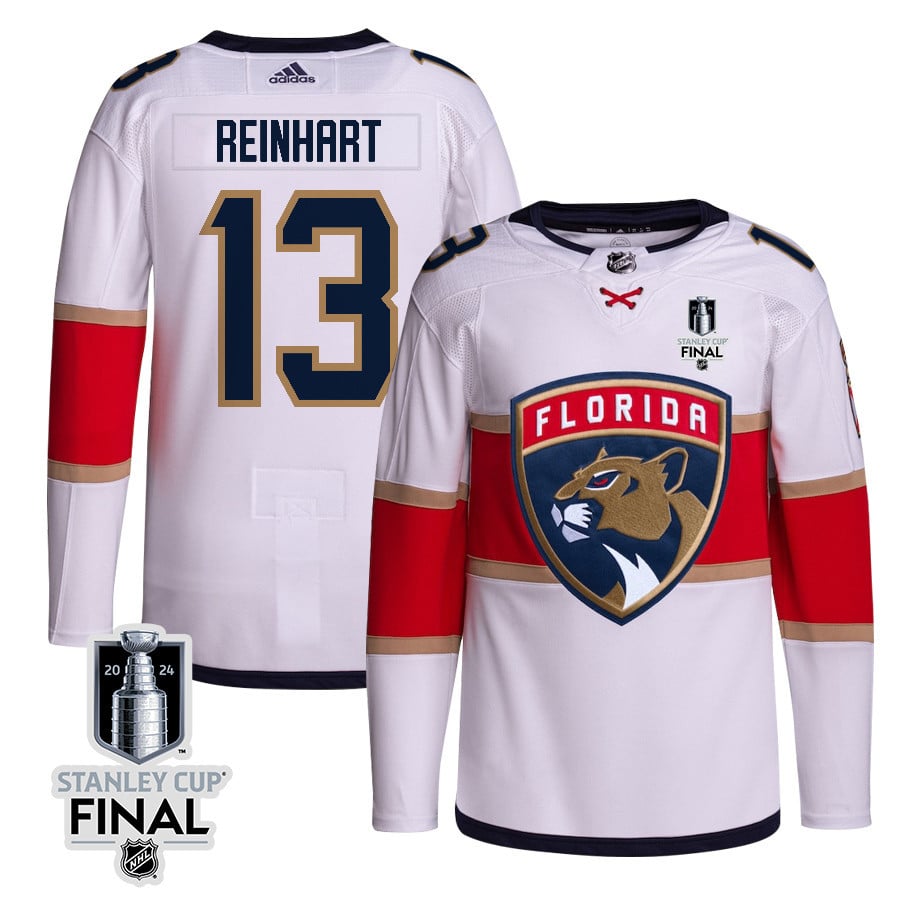 Sam Reinhart 13 Florida Panthers 2024 STANLEY CUP Final Away Breakaway Jersey - Men, White - JS455 