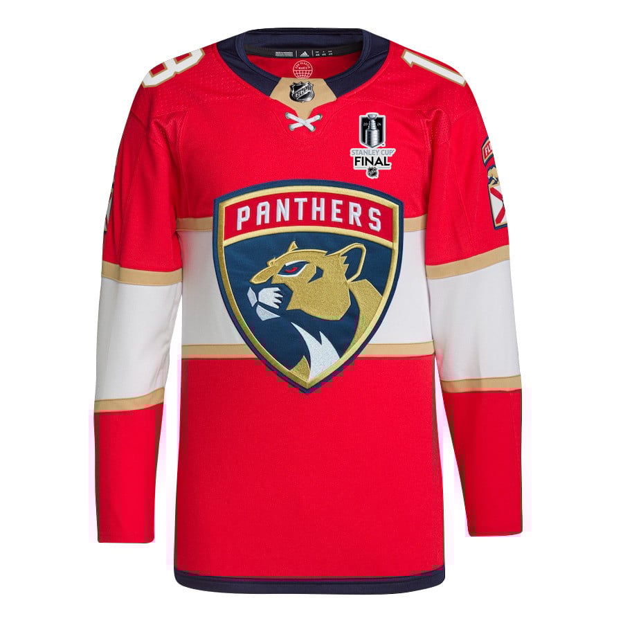 Alternative view of Sam Reinhart 13 Florida Panthers 2024 STANLEY CUP Final Home Breakaway Jersey - Men, Red - JS317 