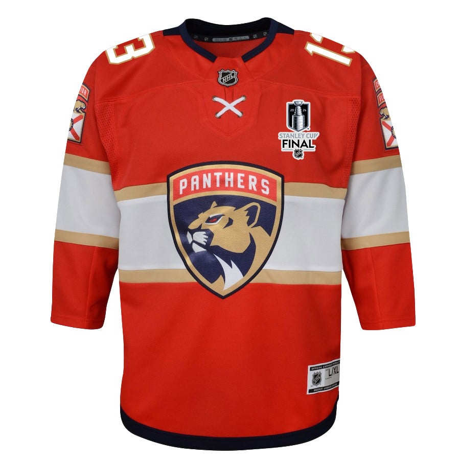 Alternative view of Sam Reinhart 13 Florida Panthers 2024 STANLEY CUP Final Youth Home Breakaway Jersey - Red - JS725 
