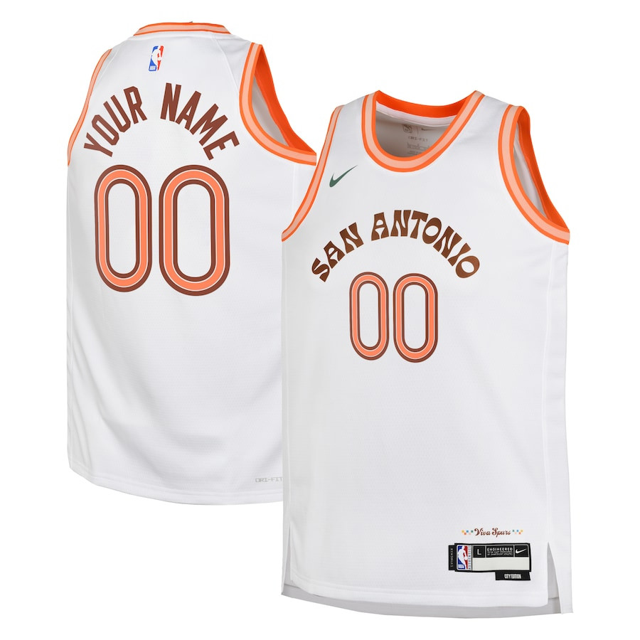 San Antonio Spurs 2023/24 City Edition Swingman Custom YOUTH Jersey - White - JS802 
