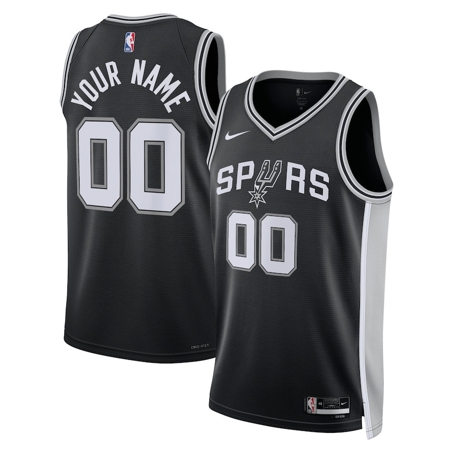 San Antonio Spurs 2023/24 Icon Swingman Custom Men Jersey - Black - JS255 