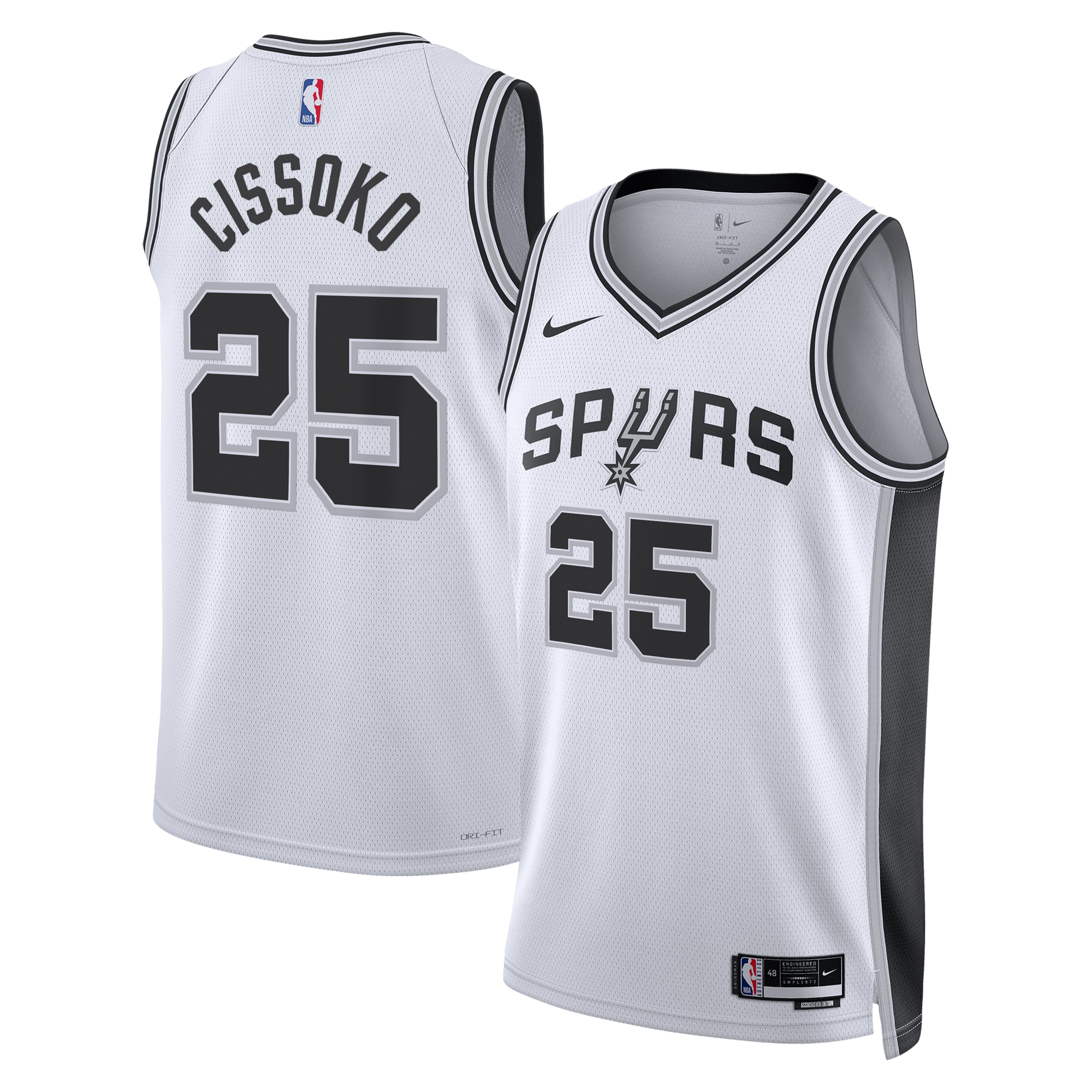San Antonio Spurs Association Edition Swingman Jersey - White - Sidy Cissoko - Unisex - JS478 