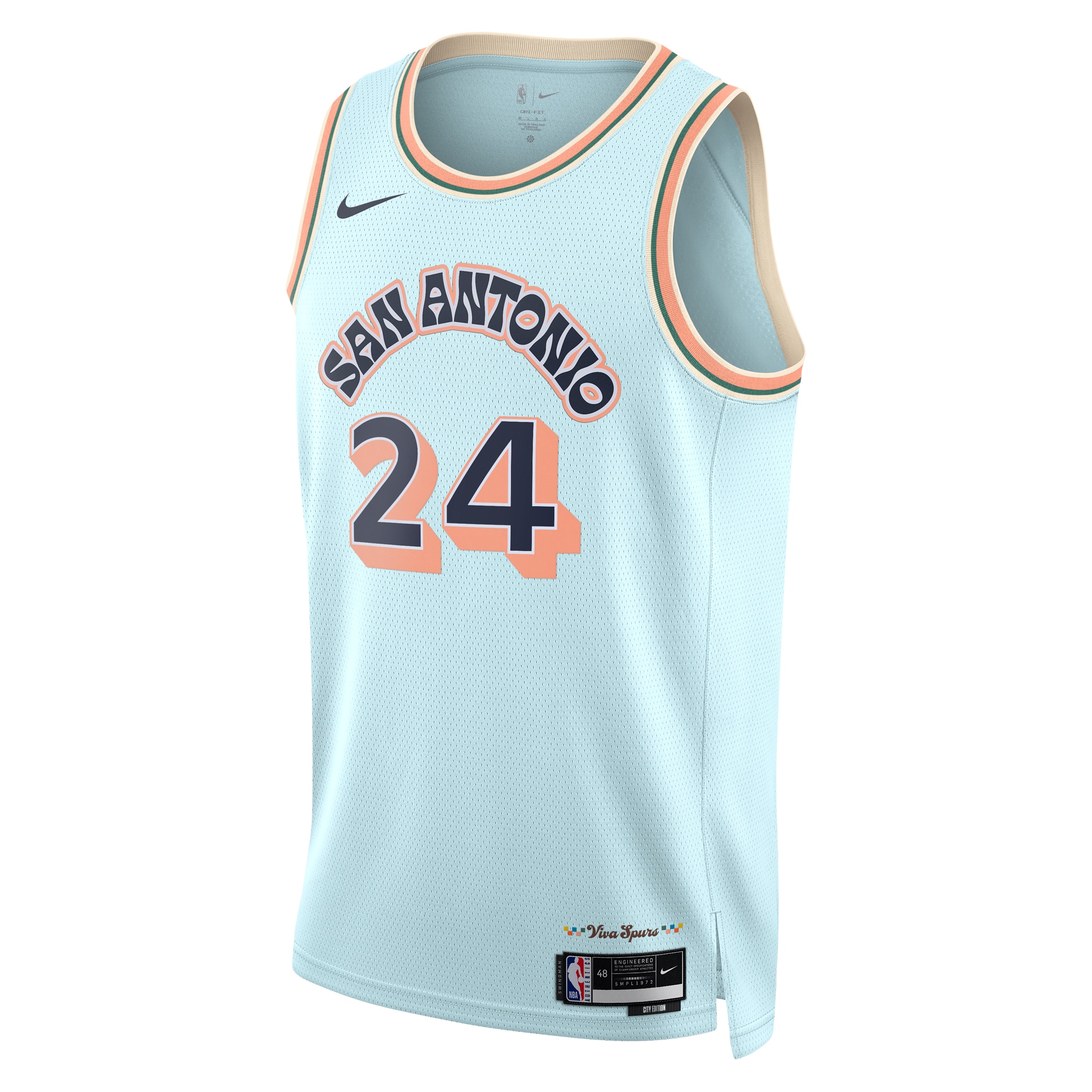 Alternative view of San Antonio Spurs City Edition Swingman Jersey 2024 - Blue - Devin Vassell - Unisex - JS185 