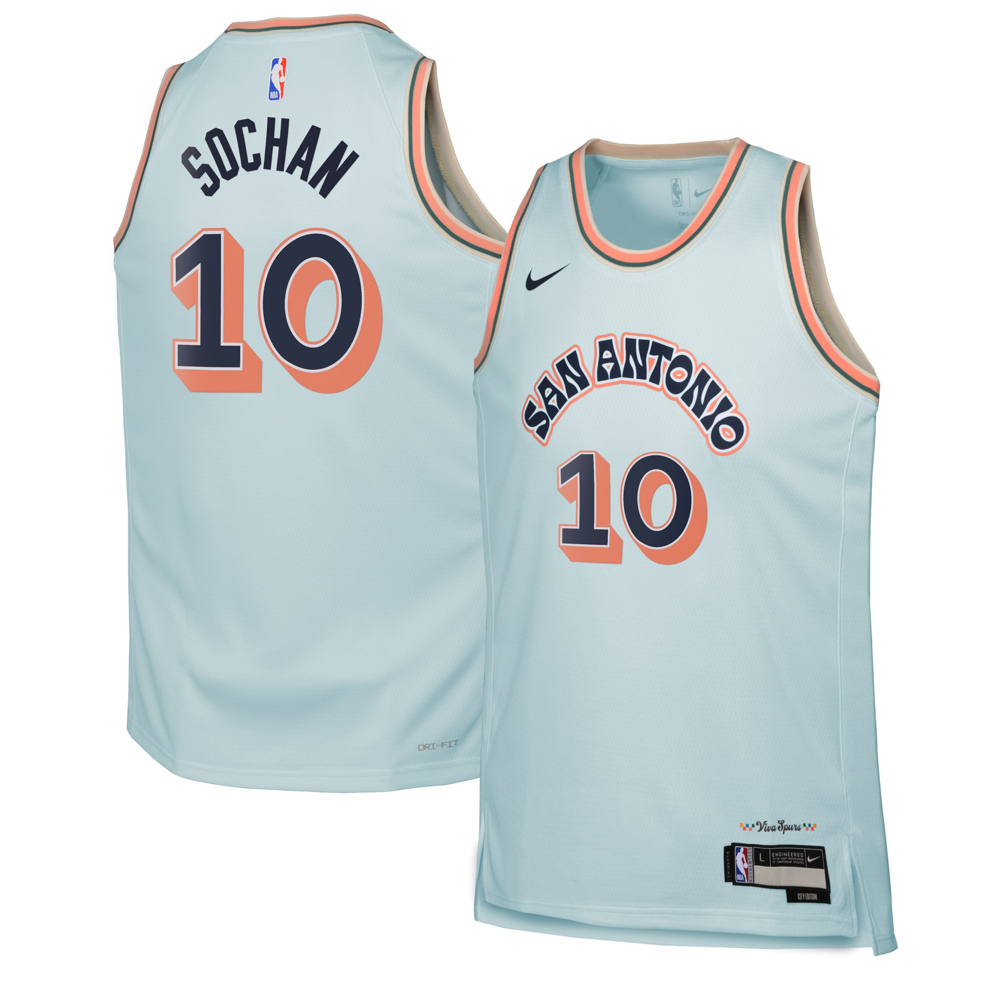 San Antonio Spurs City Edition Swingman Jersey 2024 - Blue - Jeremy Sochan - Youth - JS788 