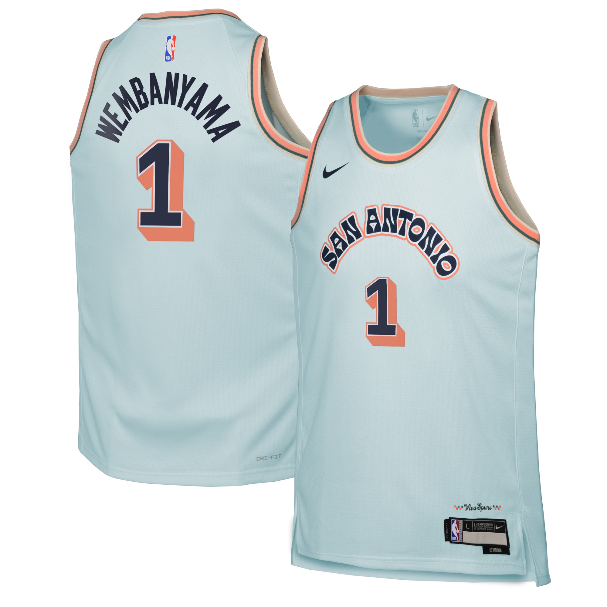 San Antonio Spurs City Edition Swingman Jersey 2024 - Blue - Victor Wembanyama - Youth - JS856 