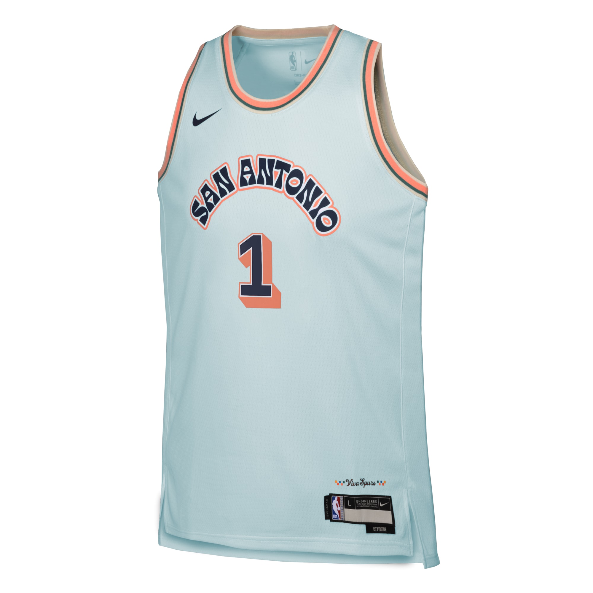 Alternative view of San Antonio Spurs City Edition Swingman Jersey 2024 - Blue - Victor Wembanyama - Youth - JS856 