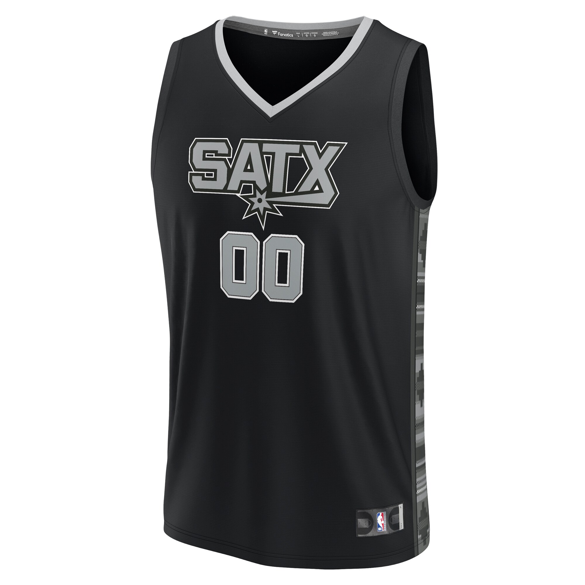Alternative view of San Antonio Spurs Fanatics Fast Break Custom Replica Jersey - Black - Statement Edition