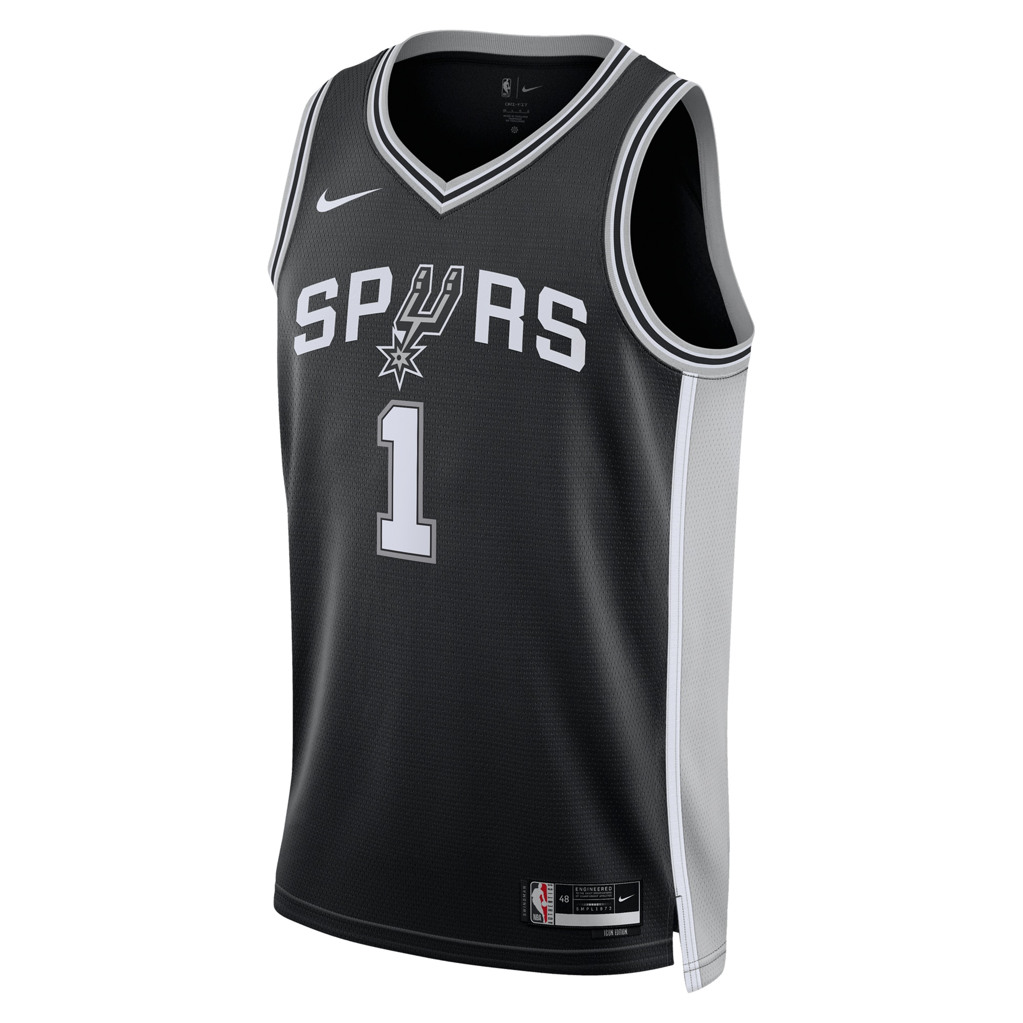 Alternative view of San Antonio Spurs Icon Edition Swingman Jersey - Black - Victor Wembanyama - Unisex - JS913 