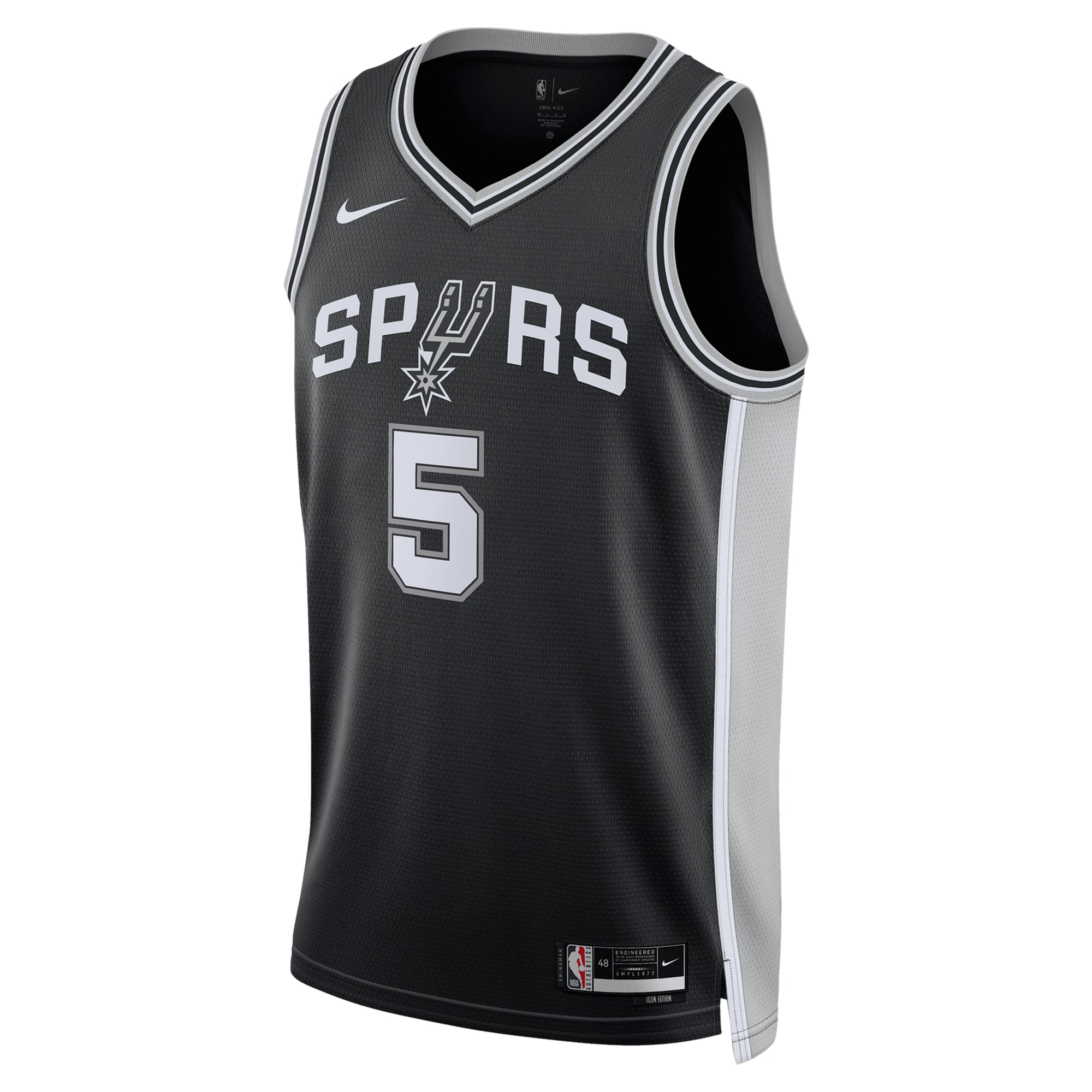Alternative view of San Antonio Spurs Icon Swingman Jersey - Black - Stephon Castle - Unisex - JS481 