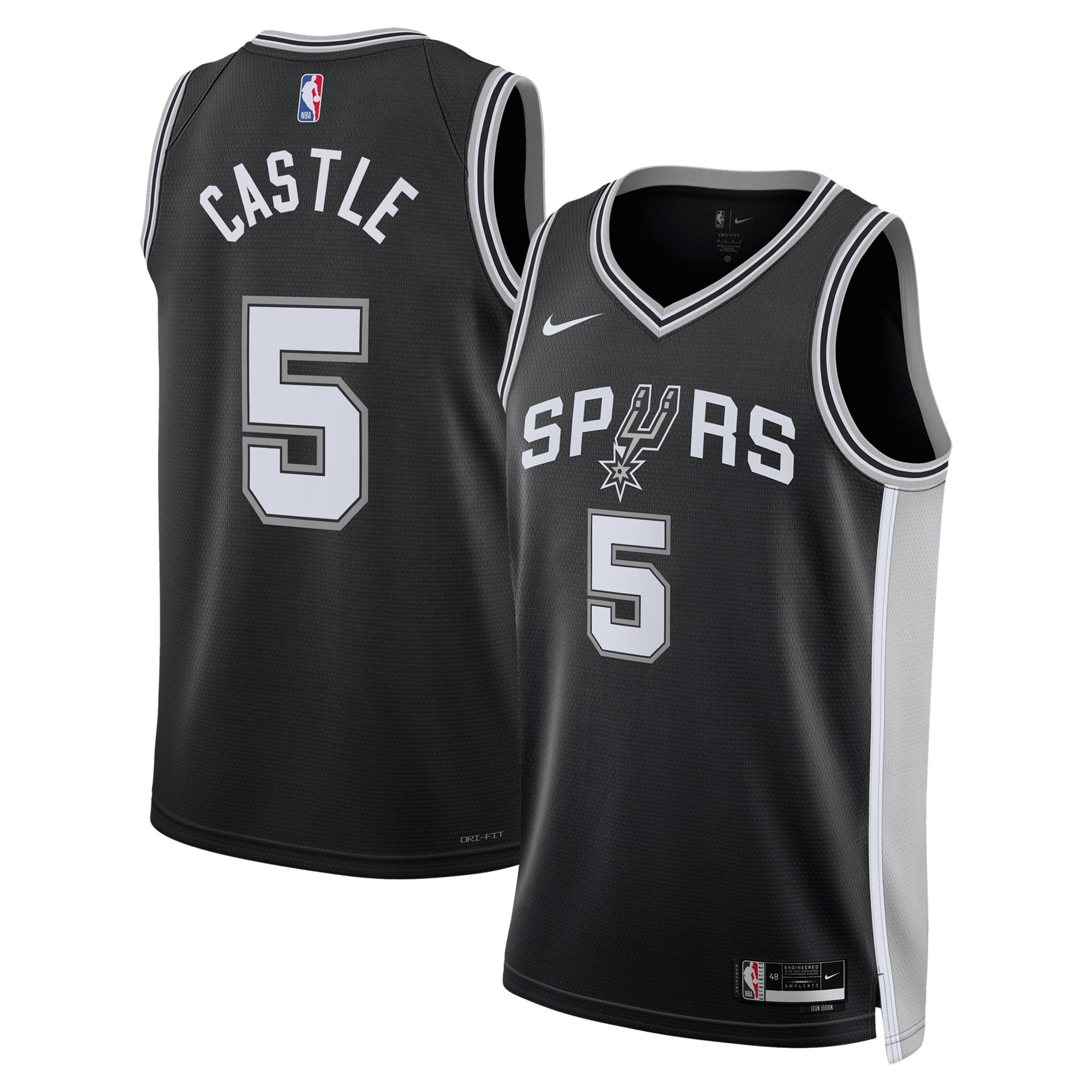San Antonio Spurs Icon Swingman Jersey - Black - Stephon Castle - Unisex - JS481 