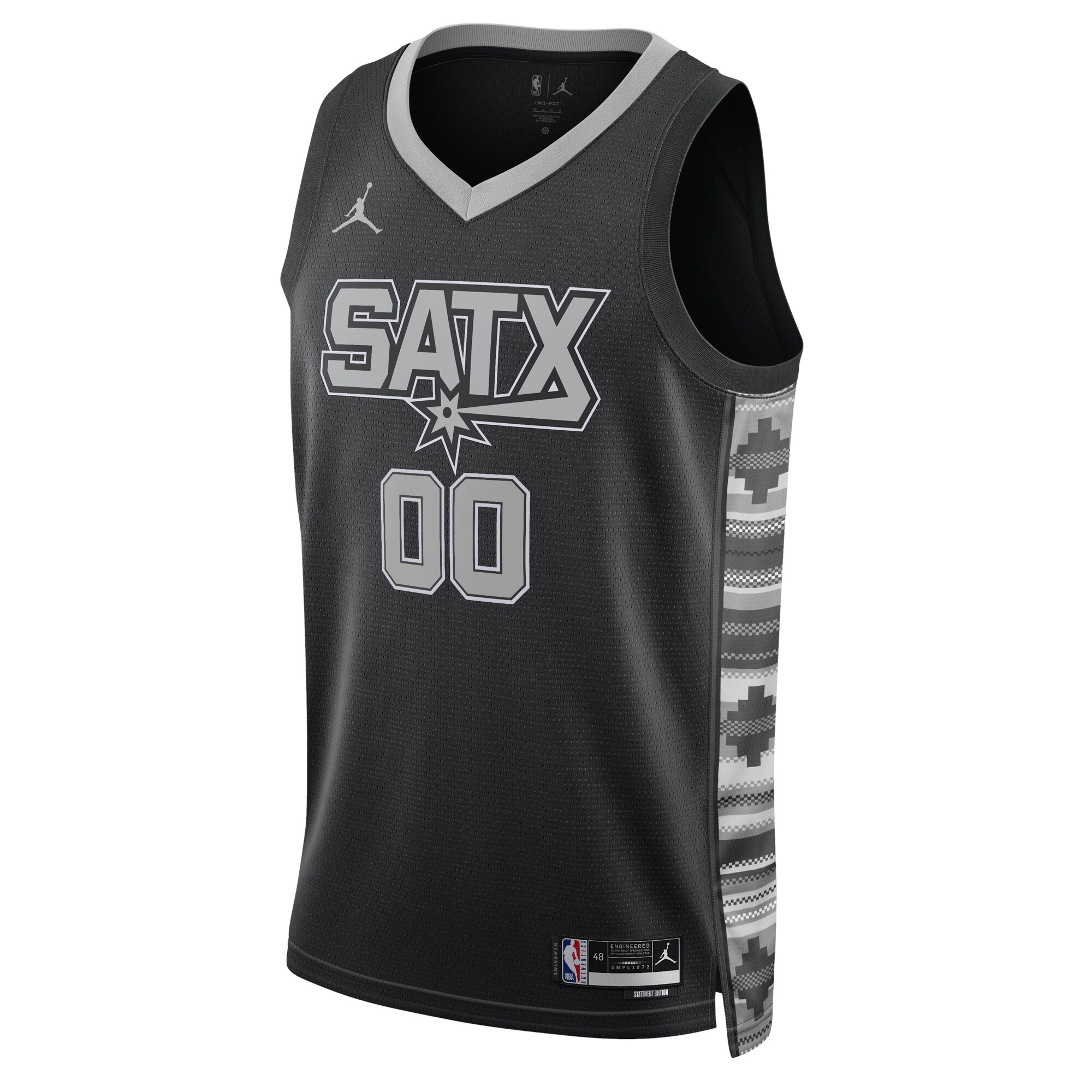 Alternative view of San Antonio Spurs Jordan Brand Unisex 2022/23 Swingman Custom Jersey - Statement Edition - Black