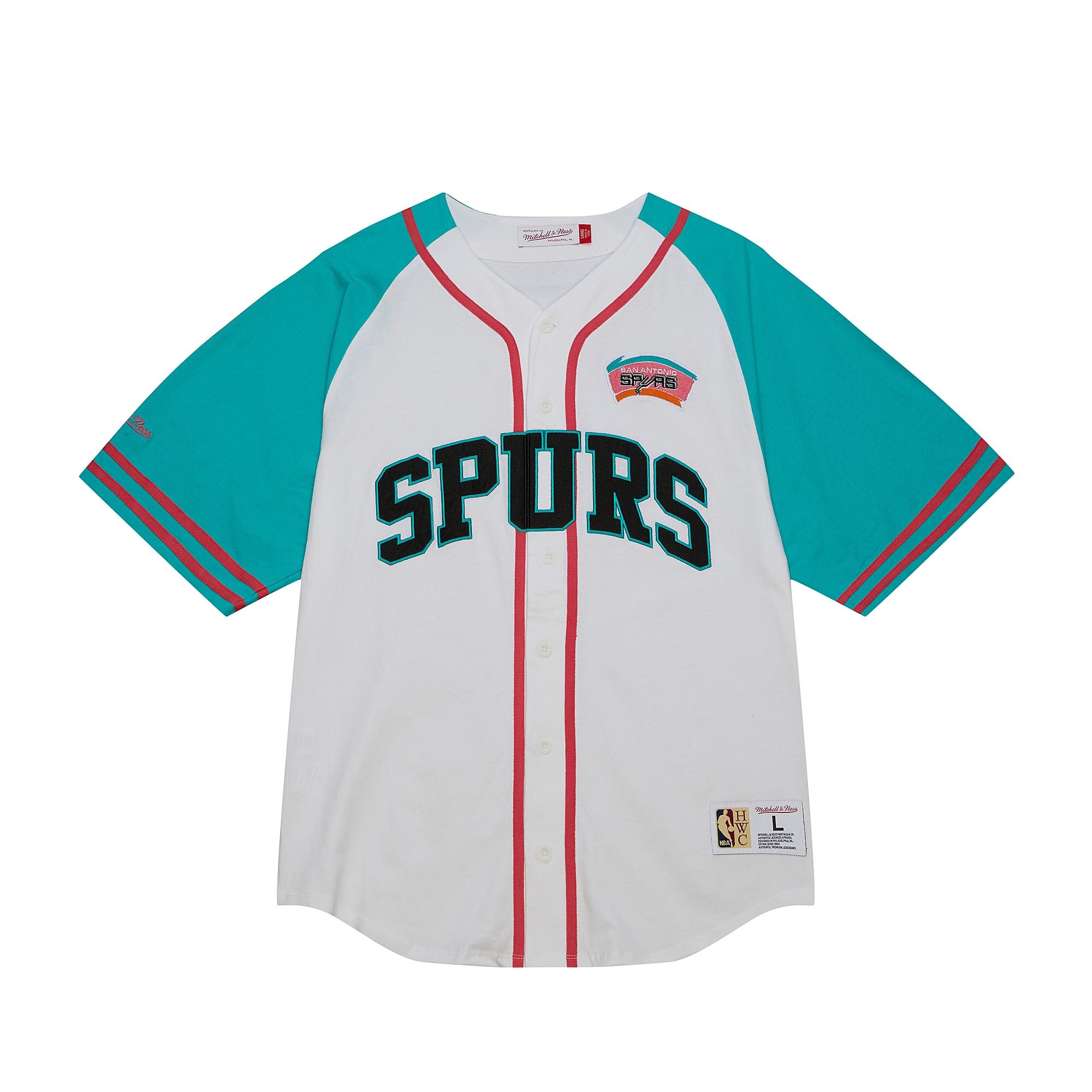 Alternative view of San Antonio Spurs Mitchell & Ness Practice Day Baseball Jersey - White