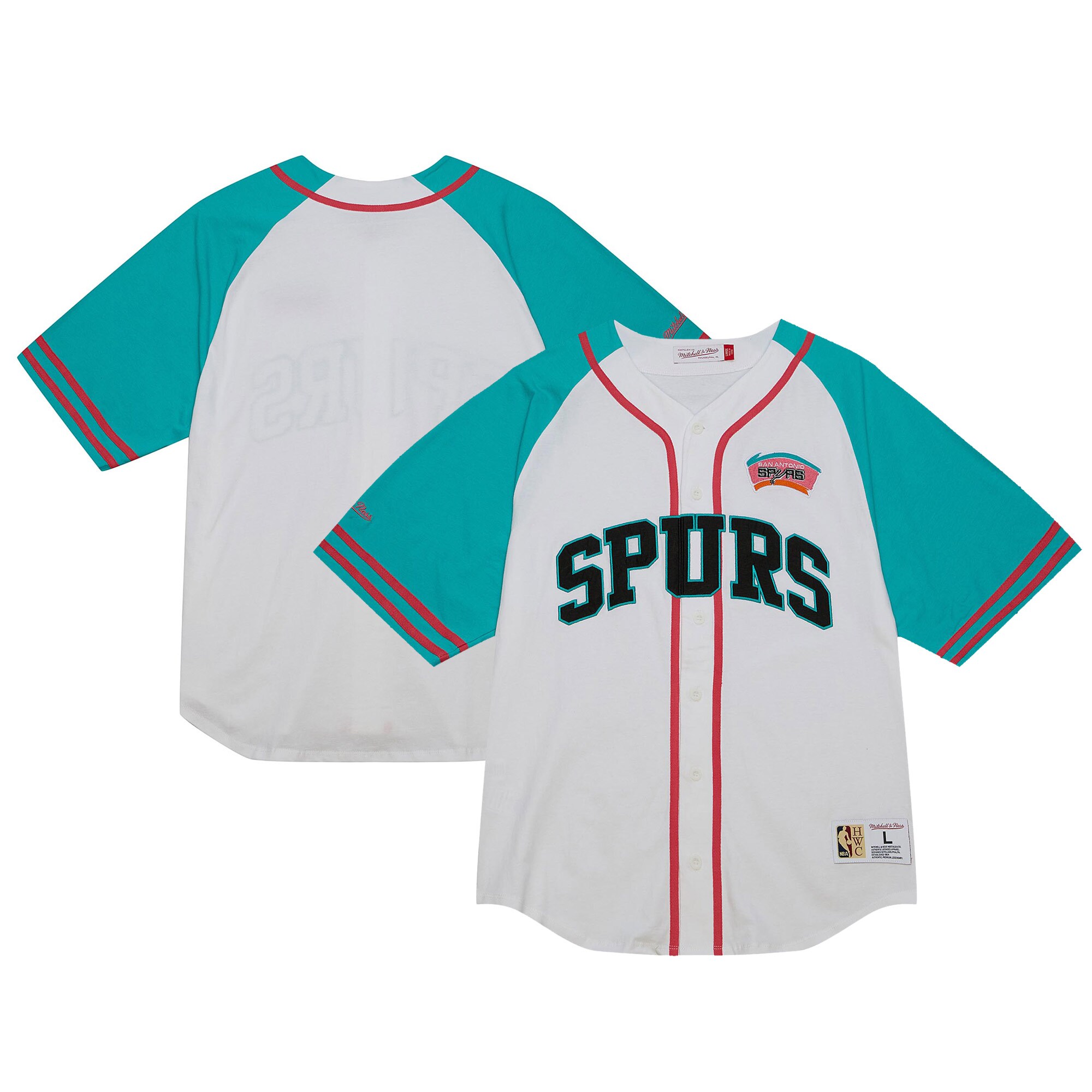San Antonio Spurs Mitchell & Ness Practice Day Baseball Jersey - White