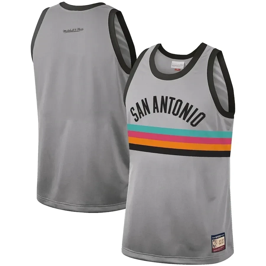 San Antonio Spurs Mitchell & Ness Hardwood Classics Team Heritage Fashion Jersey - Silver - JS684 