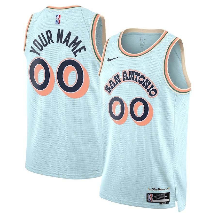 San Antonio Spurs Unisex 2024/25 Custom Swingman Jersey - City Edition - Light Blue - JS892 