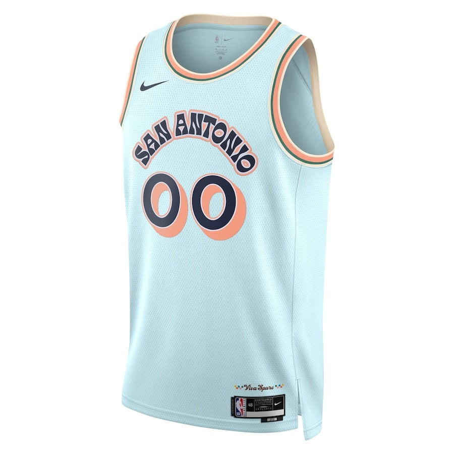 Alternative view of San Antonio Spurs Unisex 2024/25 Custom Swingman Jersey - City Edition - Light Blue - JS892 