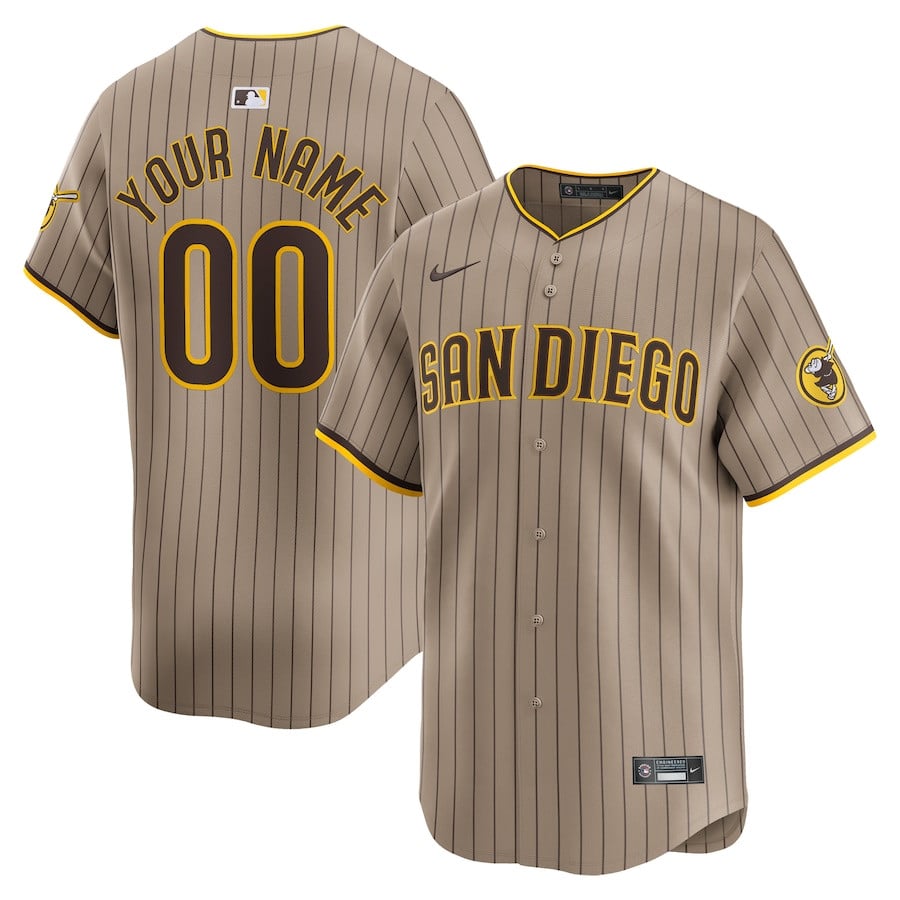 San Diego Padres Alternate Limited Custom Men Jersey - Khaki 