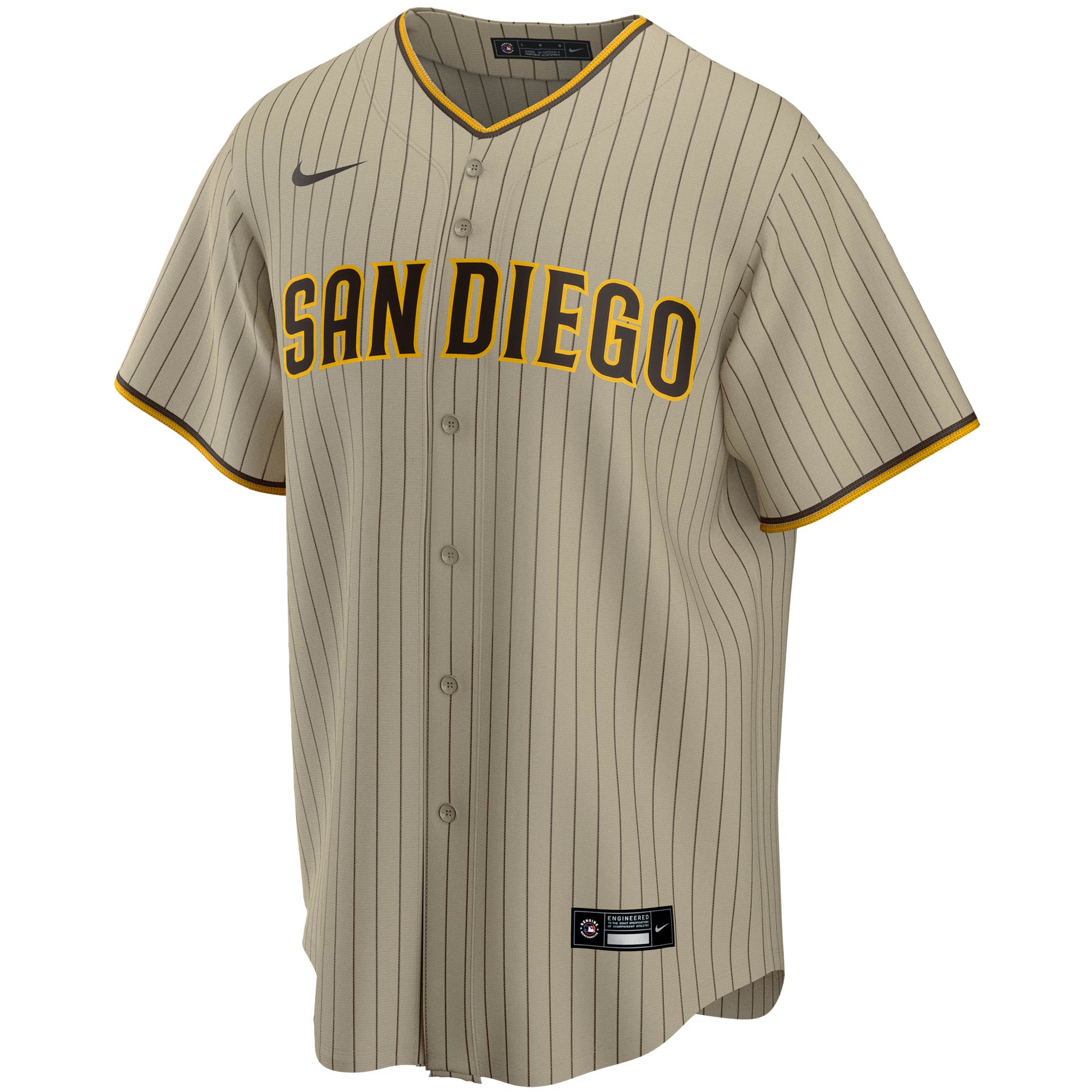 Alternative view of San Diego Padres Alternate Replica Team Jersey – Tan