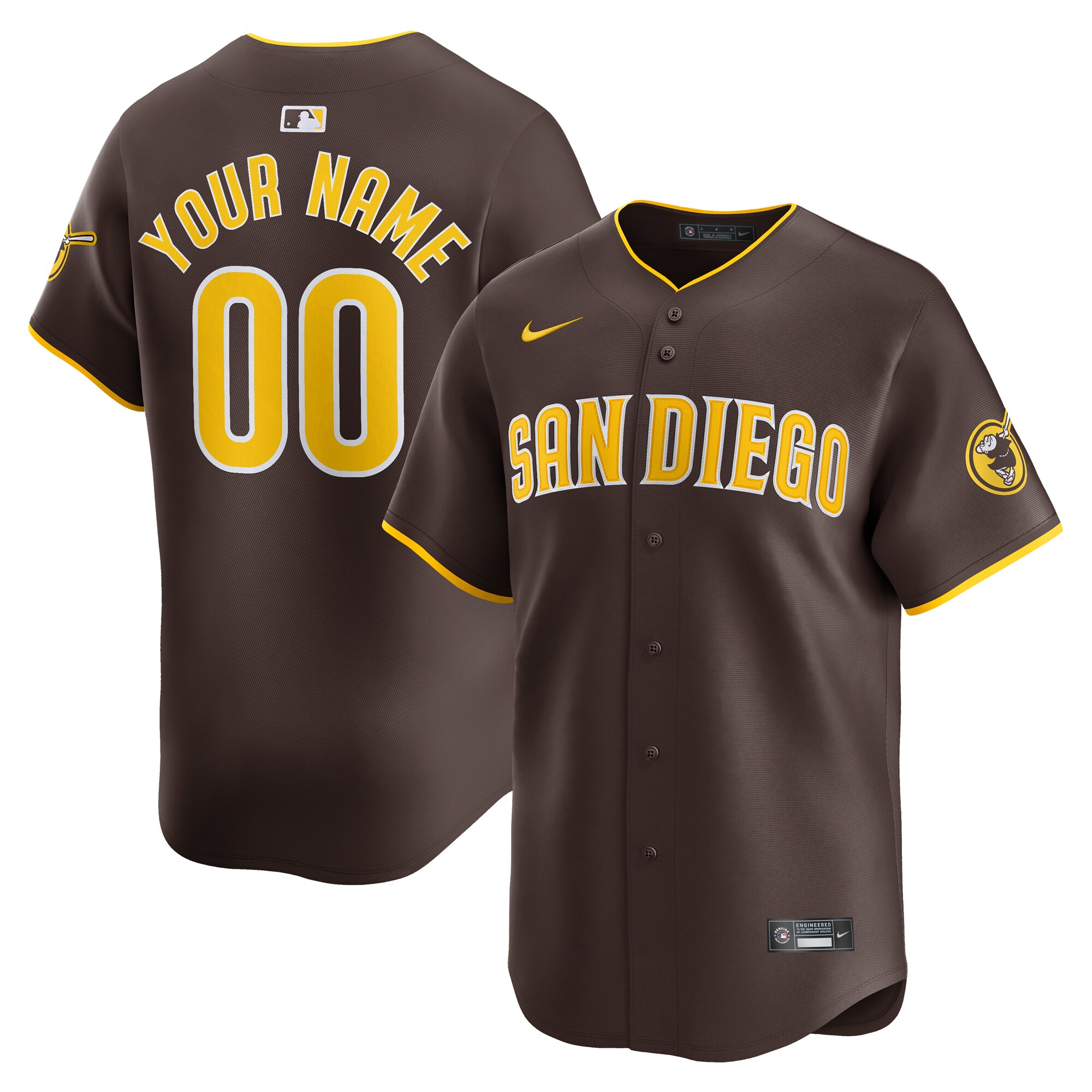 San Diego Padres Away Limited Custom Jersey - Brown