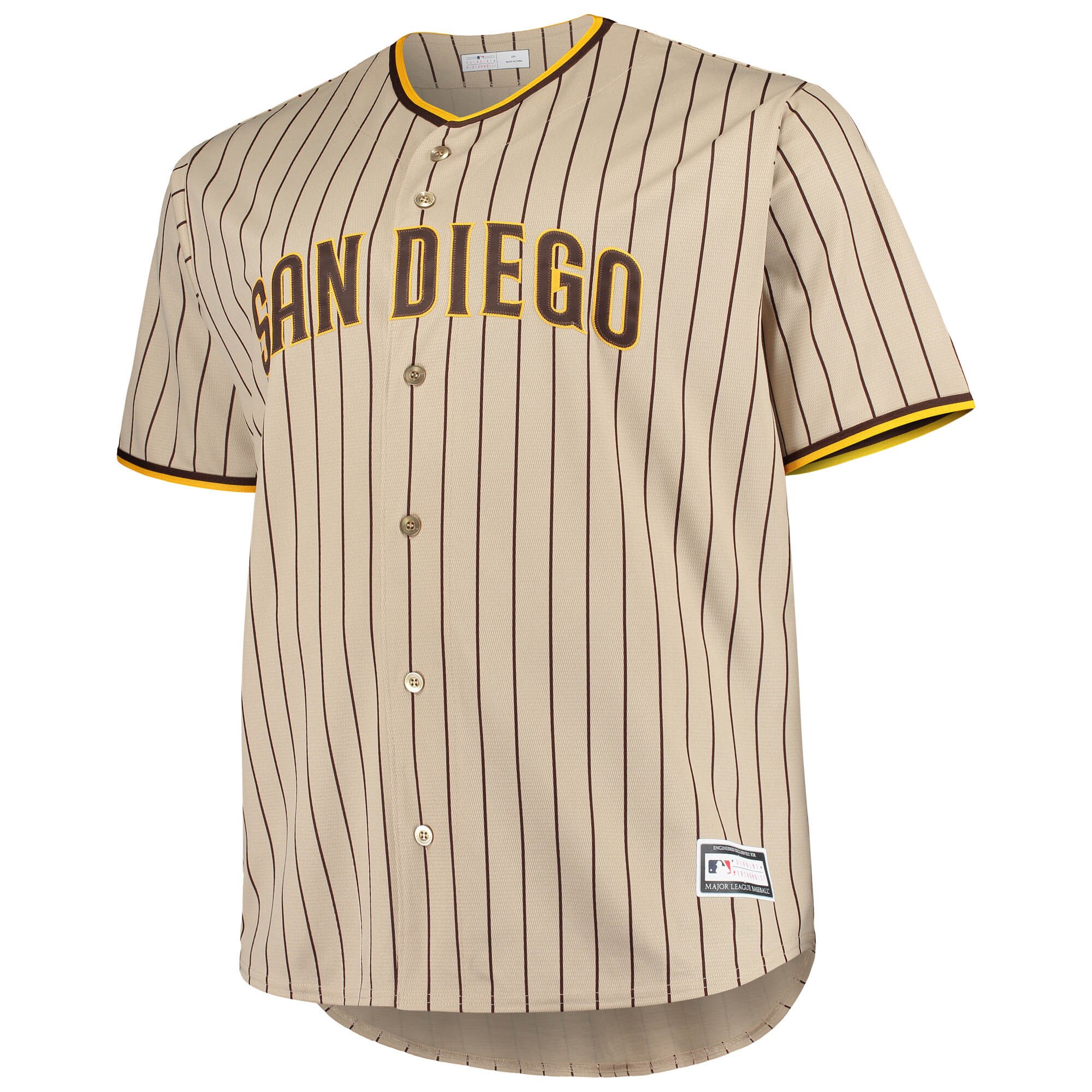 Alternative view of San Diego Padres Big & Tall Road Replica Team Jersey - Brown