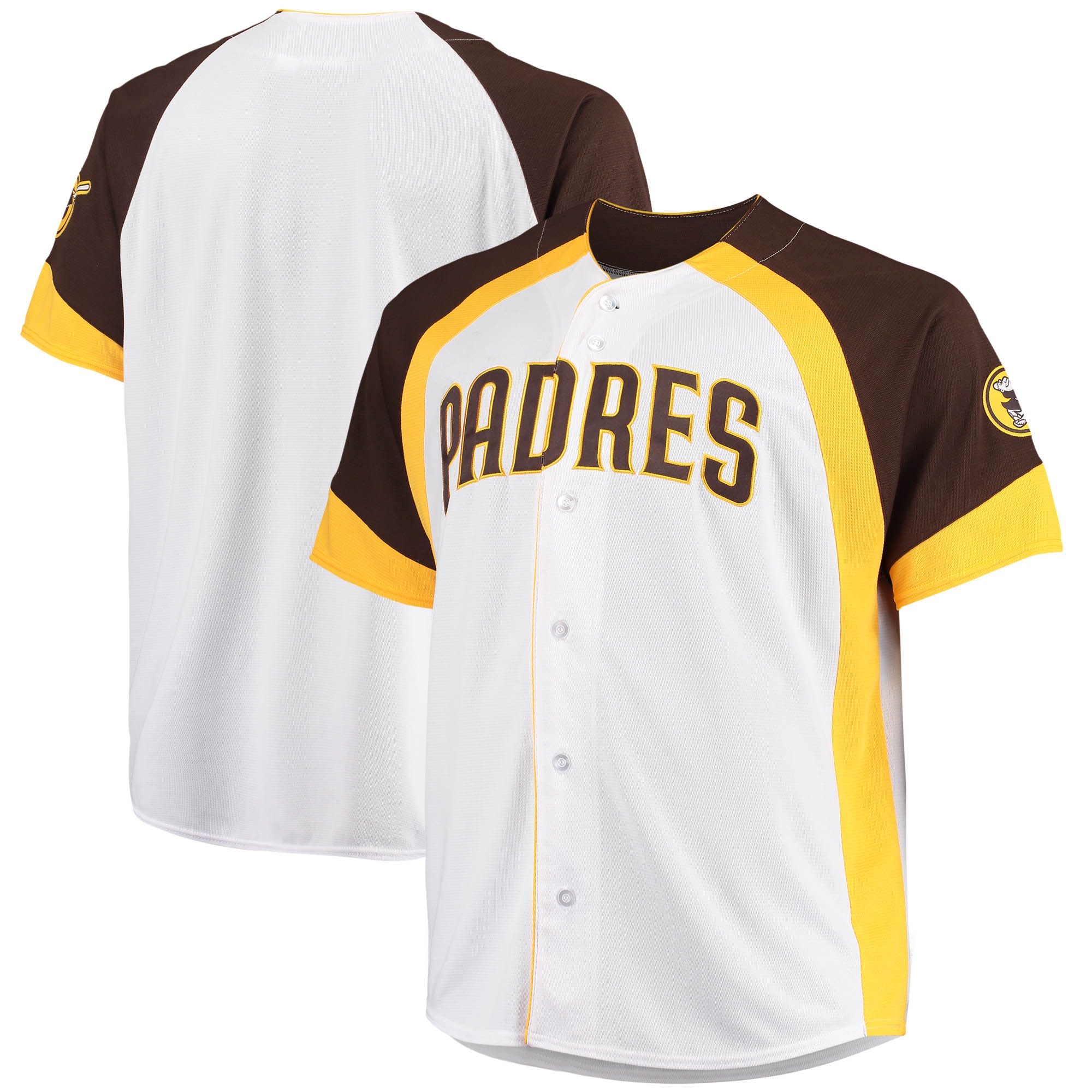 San Diego Padres Big & Tall Colorblock Full-snap Jersey – White/brown